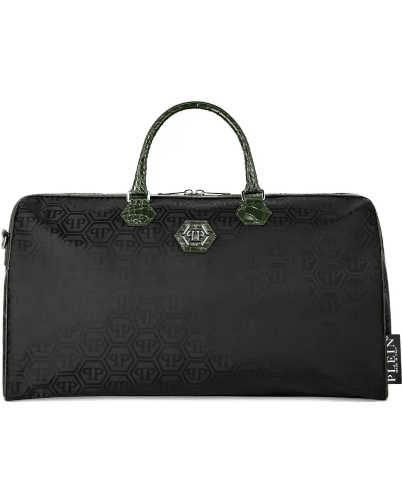 Philipp Plein Reisetasche mit Kroko-Detail - Schwarz Schwarz