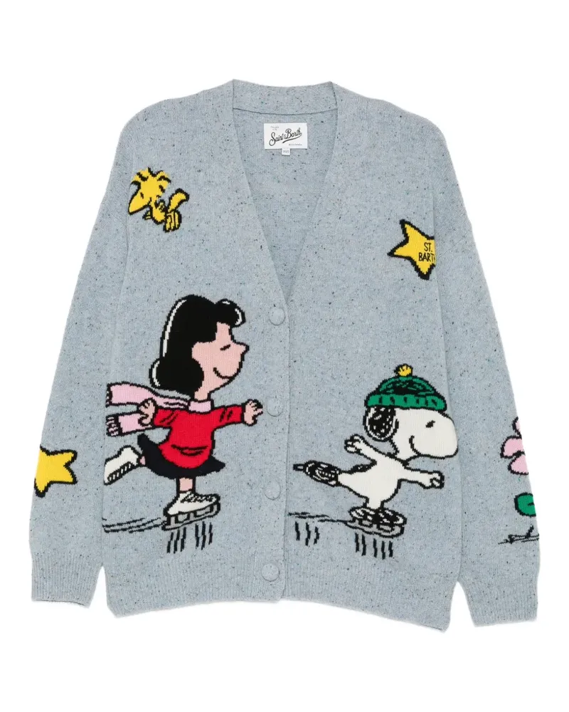 MC2 Saint Barth Melierter Cardigan mit Peanuts-Intarsie - Blau Blau