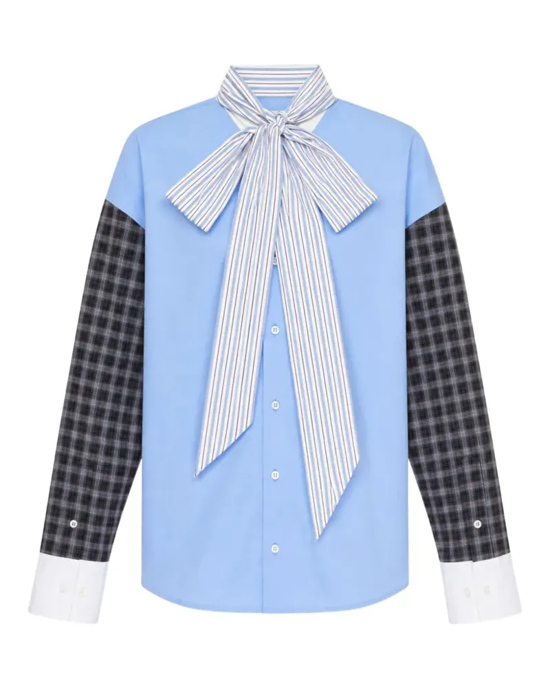 MSGM pussy-bow panelled shirt - Blau Blau