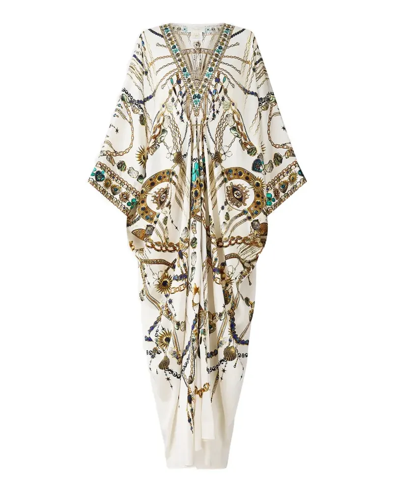 Camilla Maxikleid mit V-Ausschnitt - Weiß Weiß