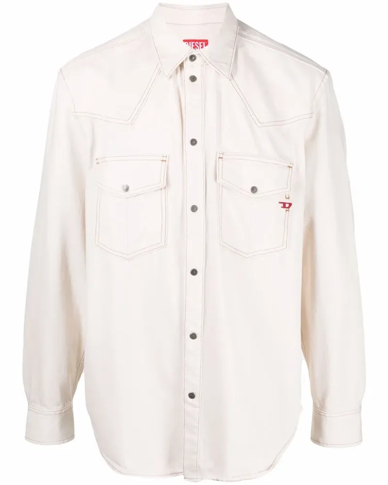 Diesel Jeanshemd mit Logo-Stickerei - Nude Nude