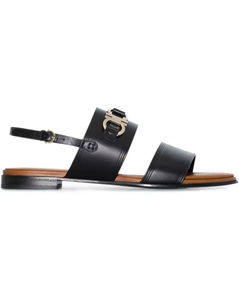 Ferragamo Sandalen mit Gancini-Schild - Schwarz Schwarz