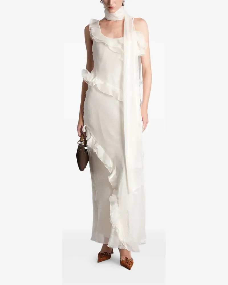 SIEDRES Monica ruffled maxi dress - Weiß Weiß