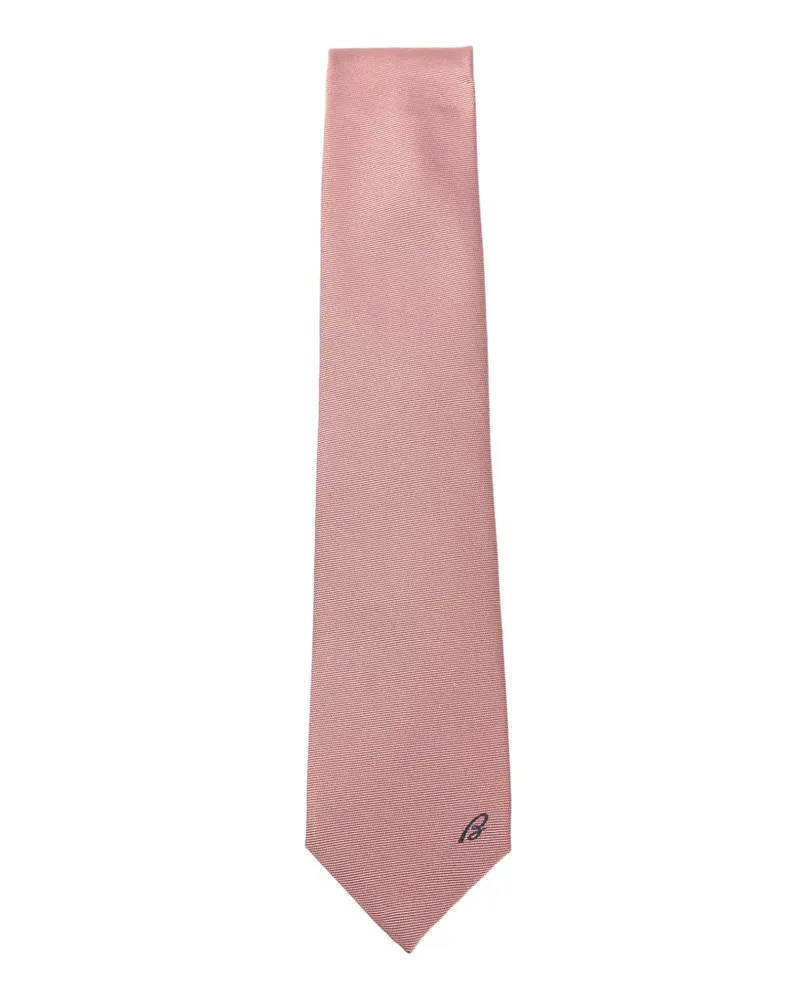Brioni Seidenkrawatte mit Logo-Stickerei - Rosa Rosa