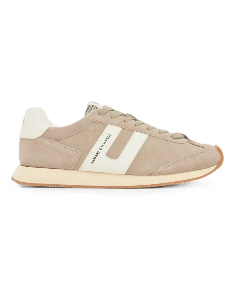 Armani Exchange logo-print panelled sneakers - Nude Nude