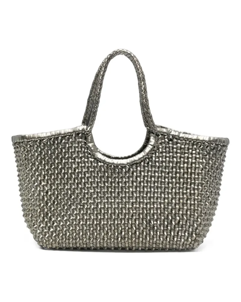 Dragon Diffusion Nantucket Cactus woven leather tote bag - Silber Silber