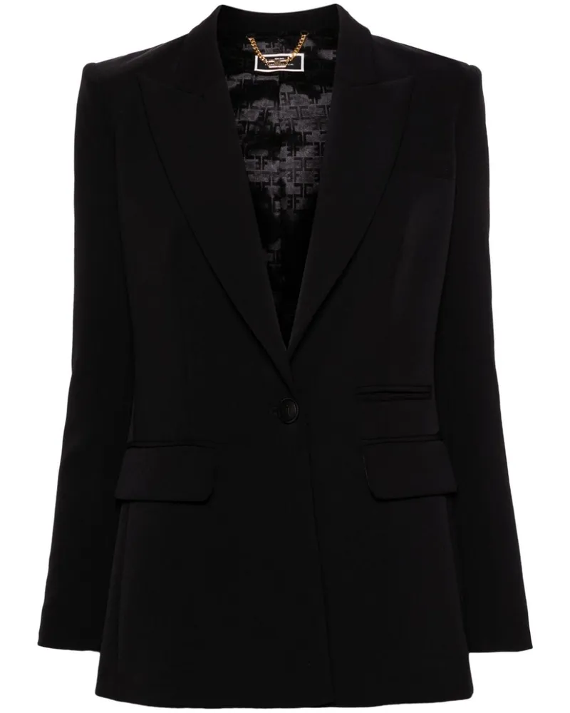 Elisabetta Franchi Einreihiger Blazer aus Krepp Schwarz