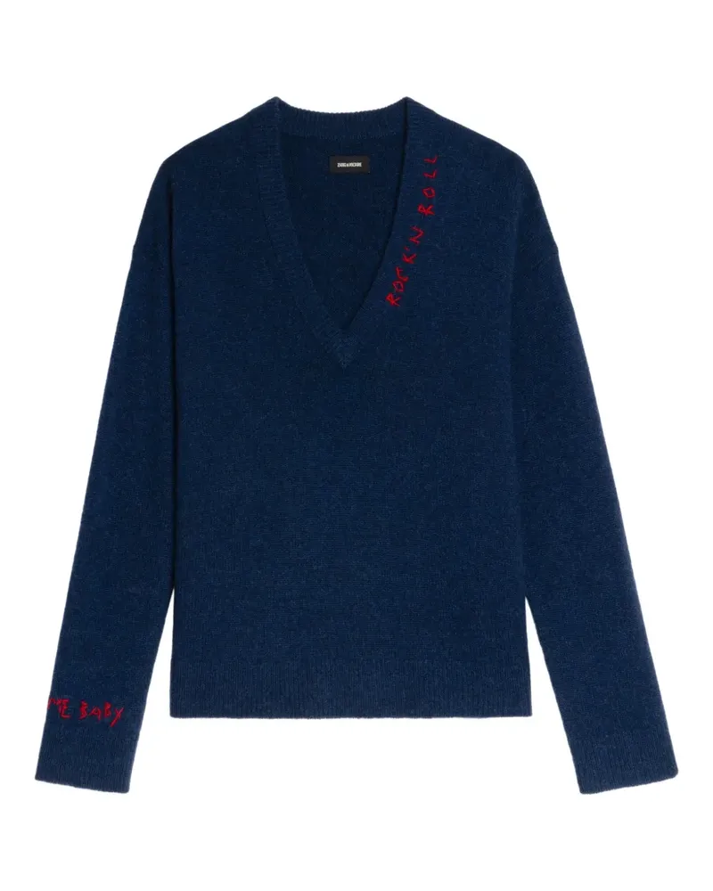 Zadig & Voltaire Miky embroidered V-neck sweater - Blau Blau