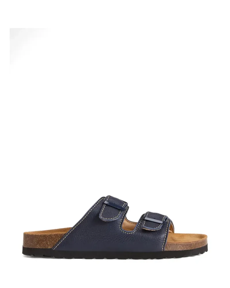 Woolrich tumbled leather buckle sandals - Blau Blau
