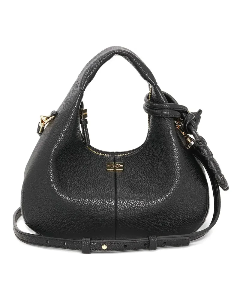Ganni Mini Tote Bag aus strukturierem Leder - Schwarz Schwarz