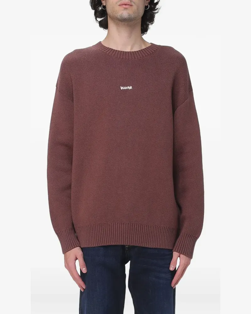DISCLAIMER logo-print drop-shoulder sweater - Braun Braun