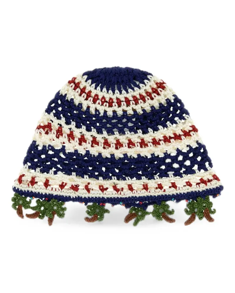 Alanui embroidered crochet beanie hat - Blau Blau