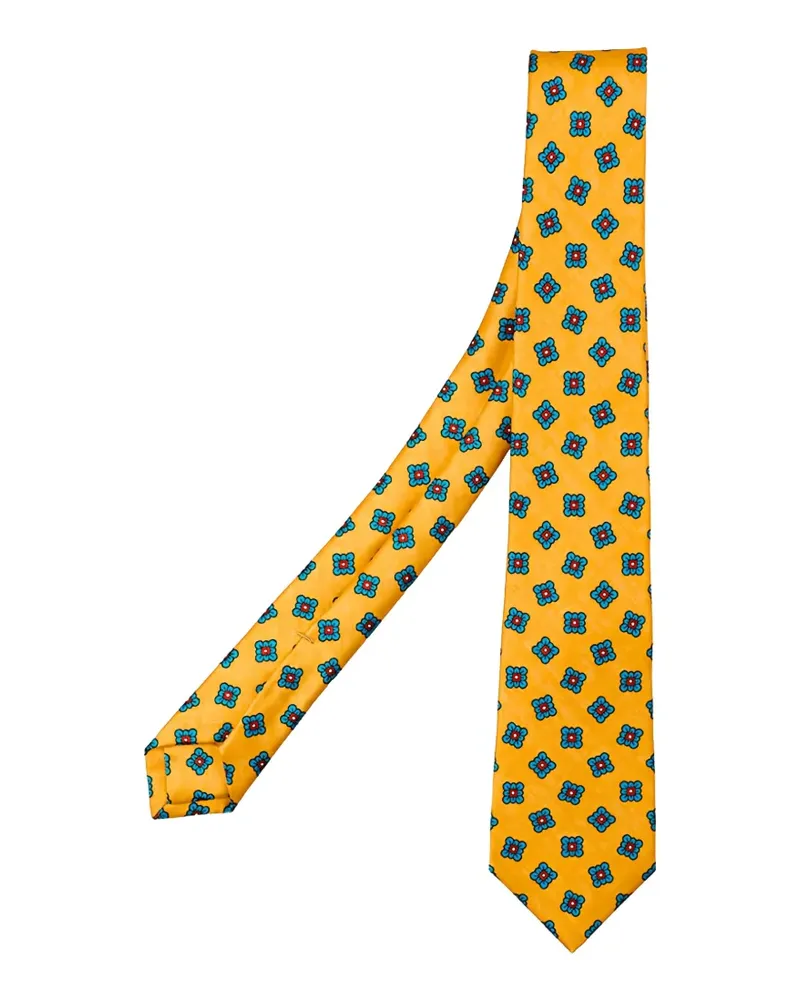 Kiton floral-print silk tie - Gelb Gelb