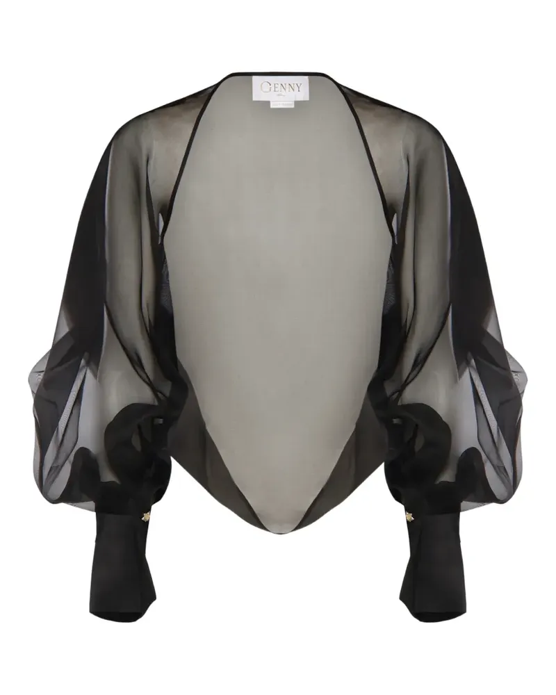 Genny silk cropped blouse - Schwarz Schwarz