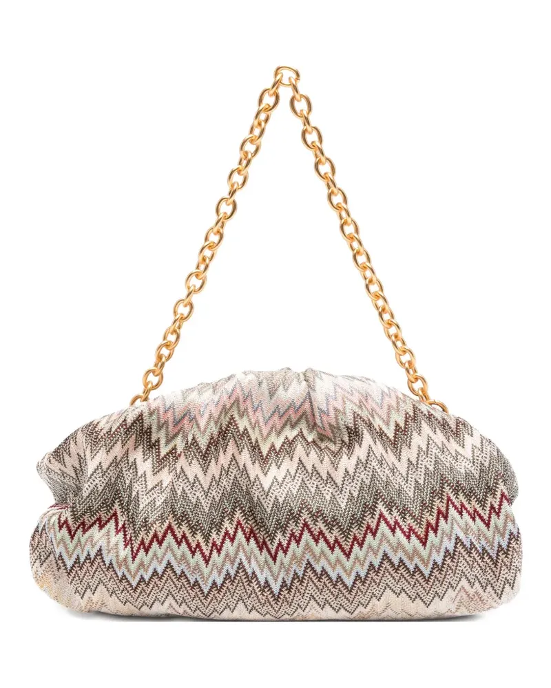 Missoni Raschel zig-zag pattern clutch bag - Nude Nude
