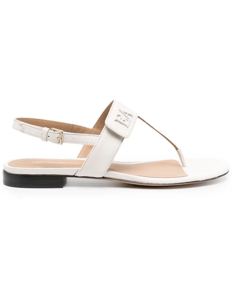 Emporio Armani Sandalen mit Logo-Schild - Nude Nude