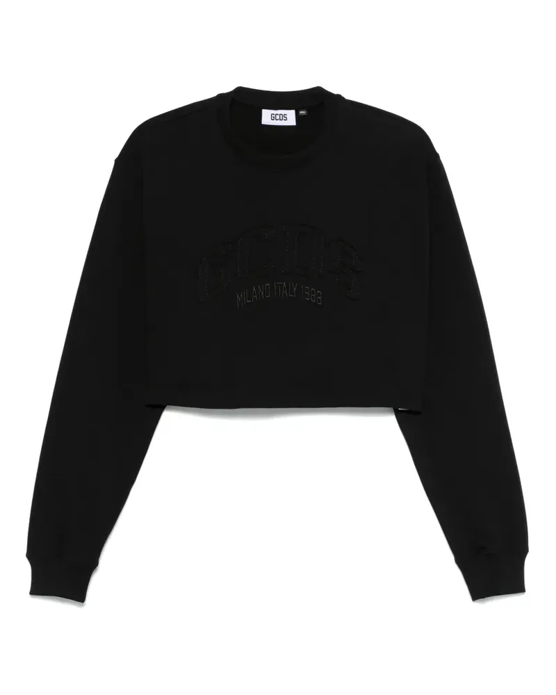 GCDS Cropped-Sweatshirt mit Logo - Schwarz Schwarz