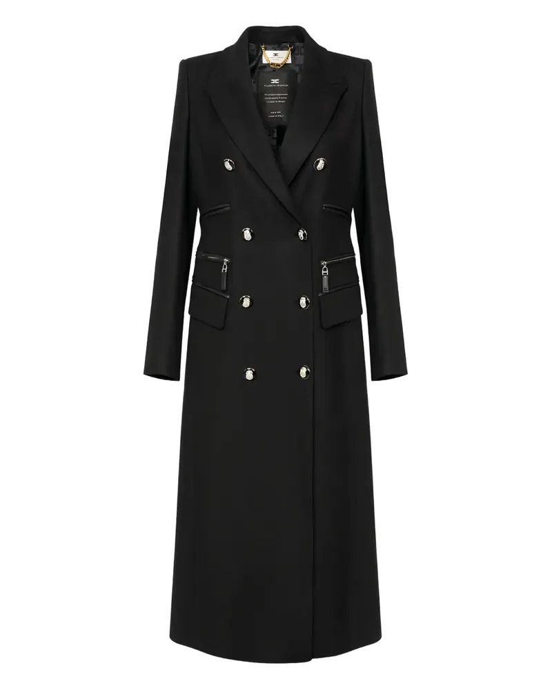 Elisabetta Franchi enamelled button double-breasted coat - Schwarz Schwarz