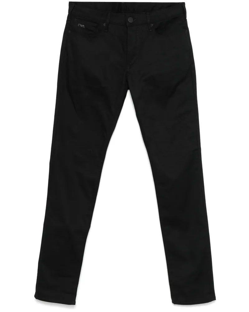Emporio Armani Slim-Fit-Jeans mit Logo-Schild - Schwarz Schwarz