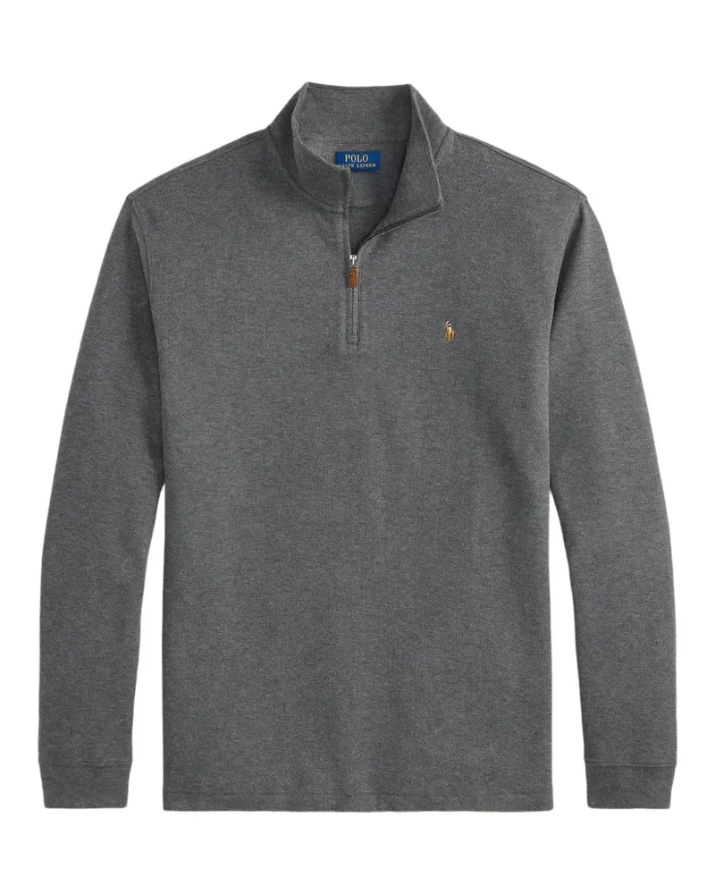 Ralph Lauren Estate-Rib Pullover mit Viertelreißverschluss - Grau Grau