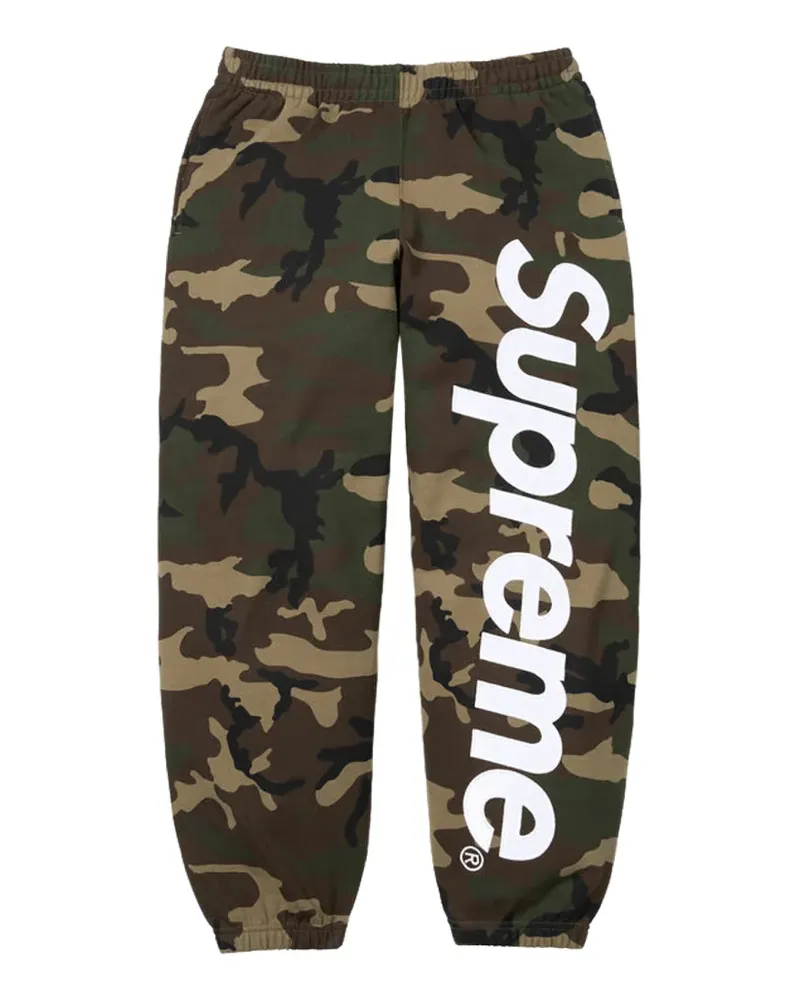 Supreme Being satin-appliqué camouflage-print track pants - Grün Grün