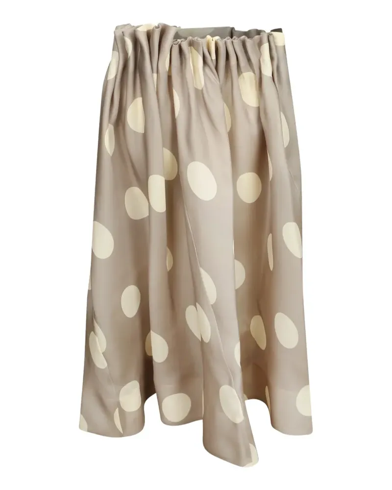 KHAITE polka-dot gathered midi skirt - Grau Grau