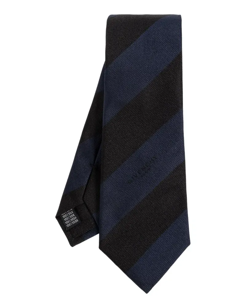 Givenchy diagonal-stripe logo-embroidered silk tie - Blau Blau