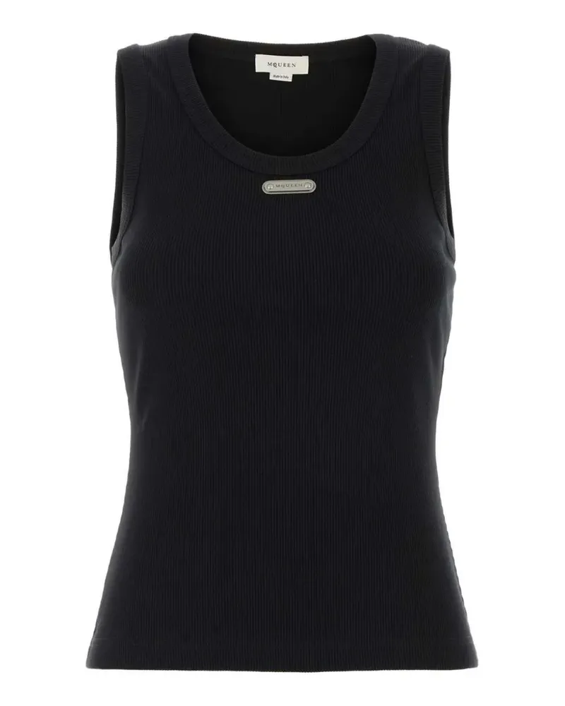 Alexander McQueen logo-plaque ribbed tank top - Schwarz Schwarz