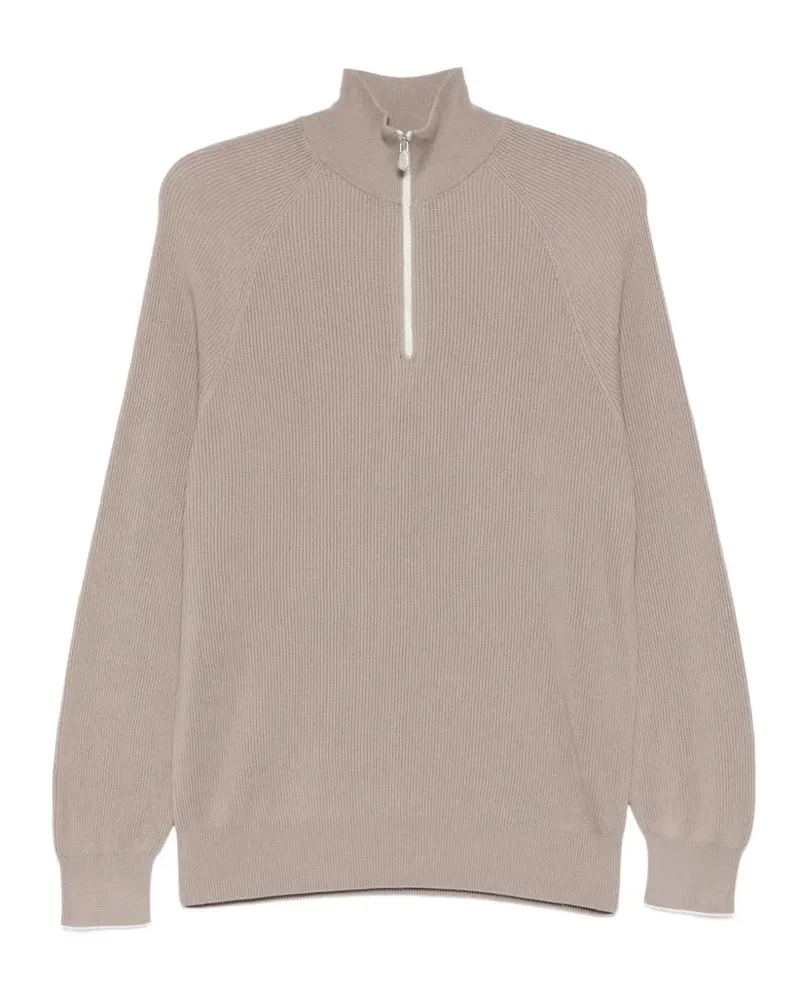 Brunello Cucinelli ribbed half-zip sweater - Grau Grau