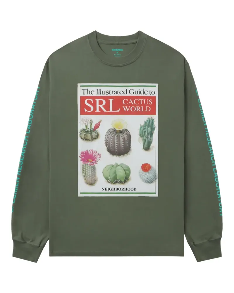 Neighborhood Langarmshirt mit Kaktus-Print - Grün Grün