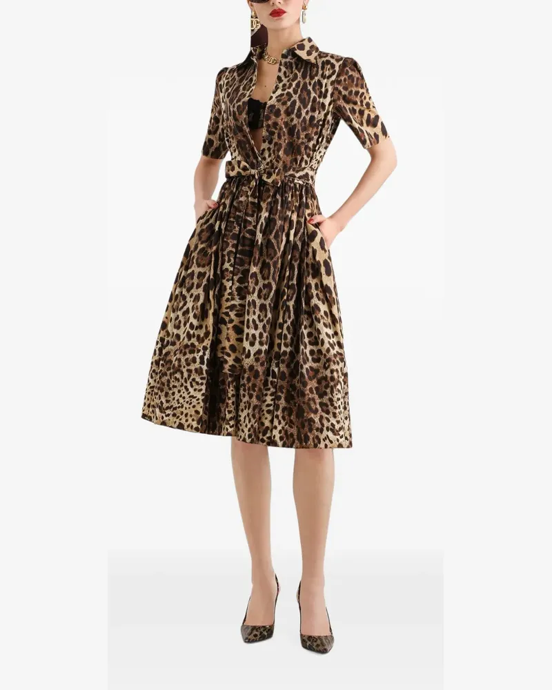 Dolce & Gabbana Popeline-Hemdkleid mit Leo-Print - Nude Nude
