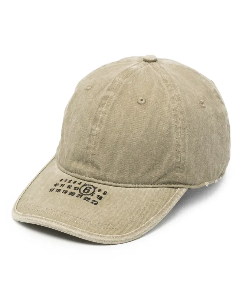 Maison Margiela logo-embroidered distressed baseball cap - Grün Grün