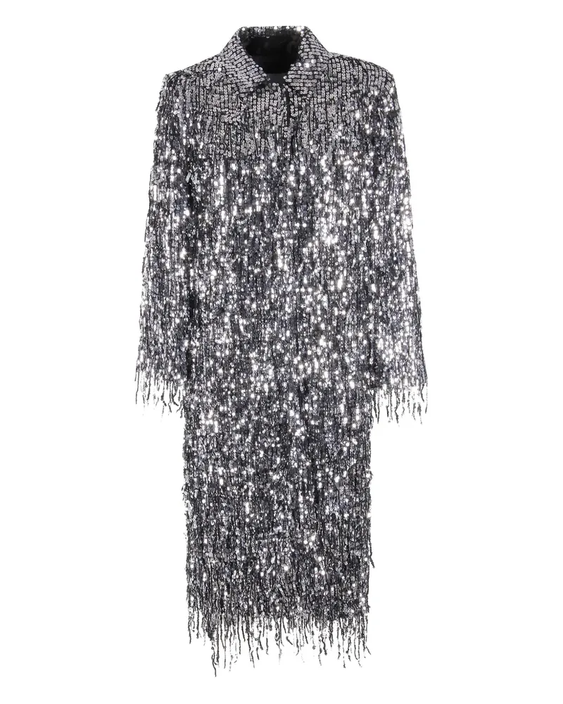 Isabelle Blanche fringed sequinned coat - Silber Silber