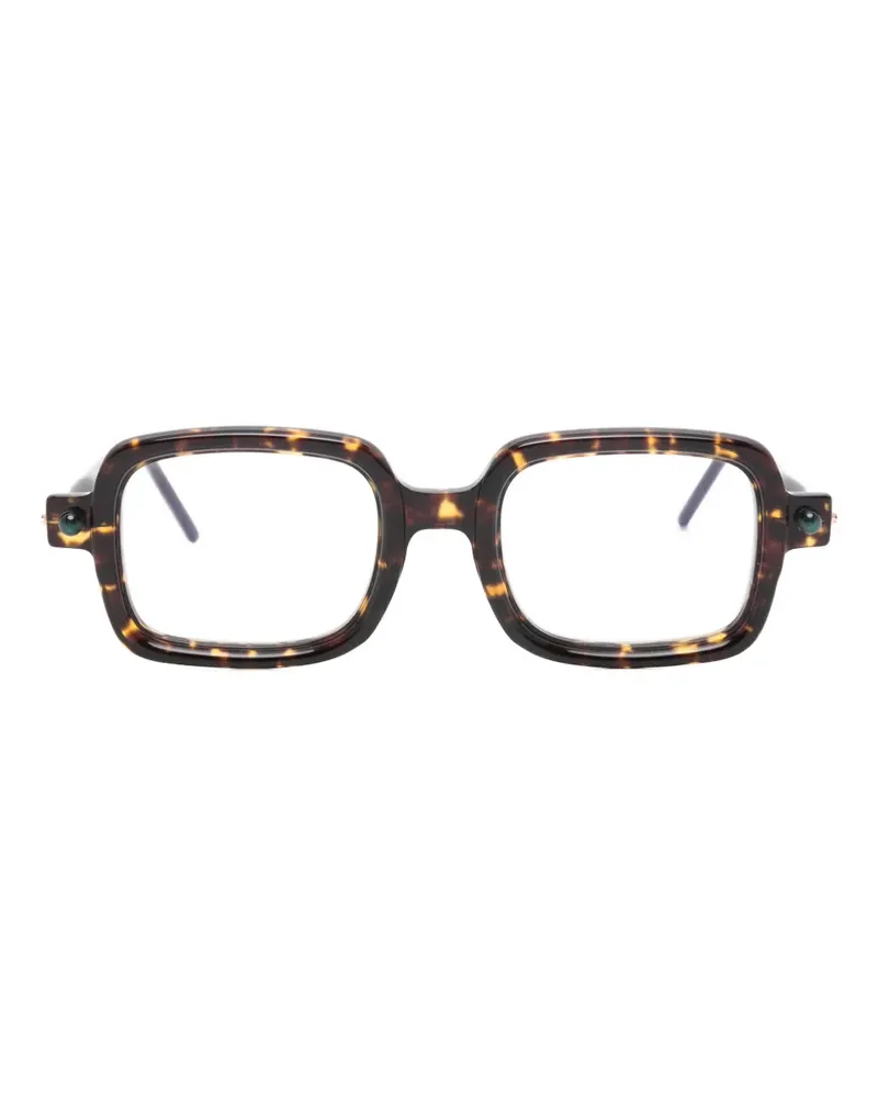 KUBORAUM Maske P2 Brille mit eckigem Gestell - Braun Braun