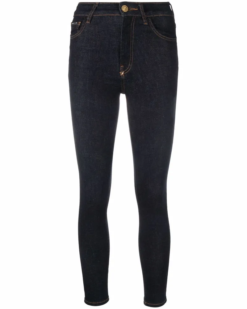 Philipp Plein Skinny-Jeans mit Logo-Applikation - Blau Blau