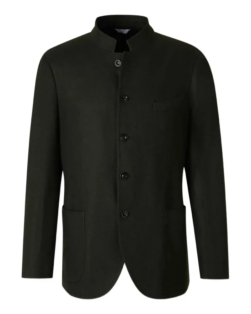 Boglioli herringbone-pattern mandarin-collar blazer - Grün Grün