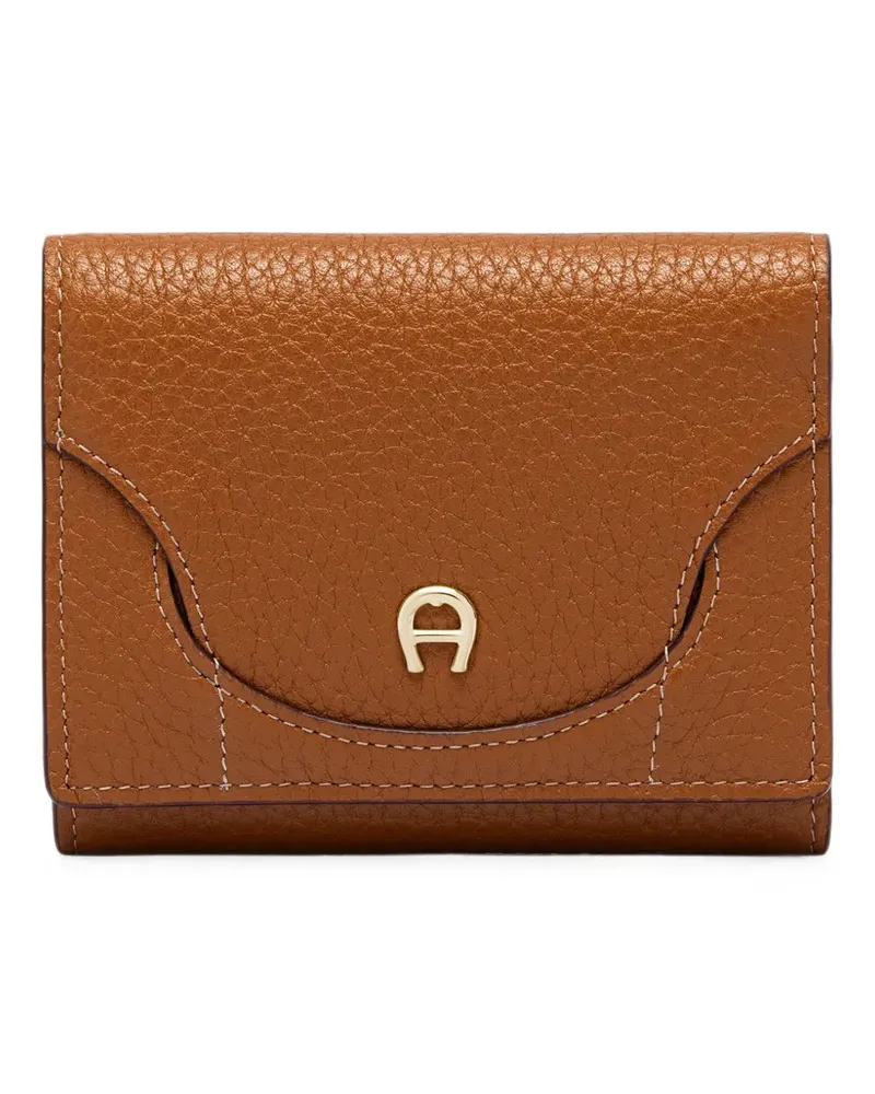 Aigner Hazel logo-plaque pebbled wallet - Braun Braun