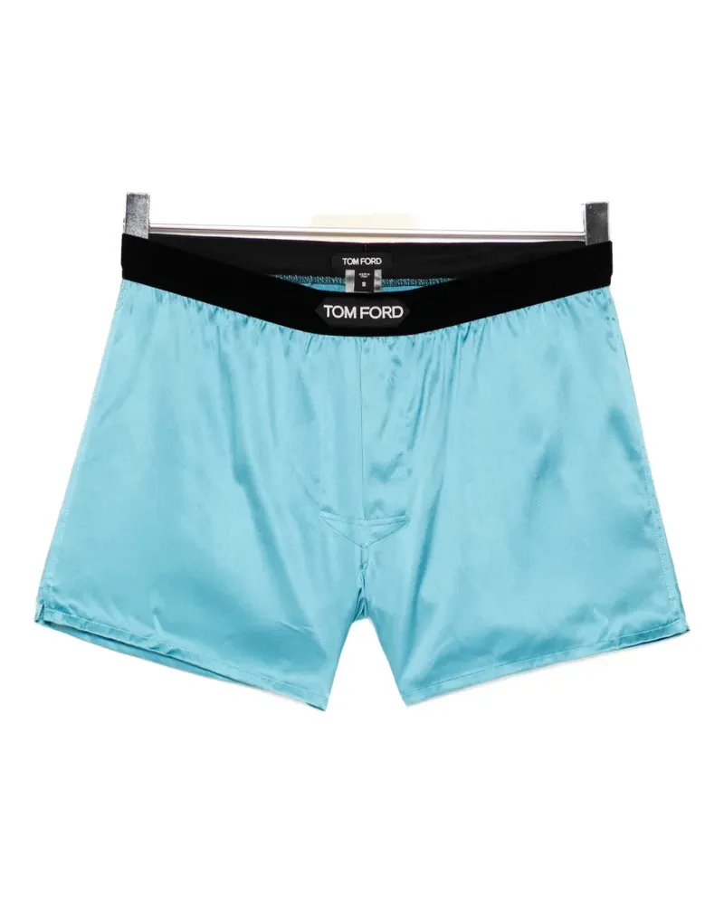 Tom Ford logo-patch boxer shorts - Blau Blau
