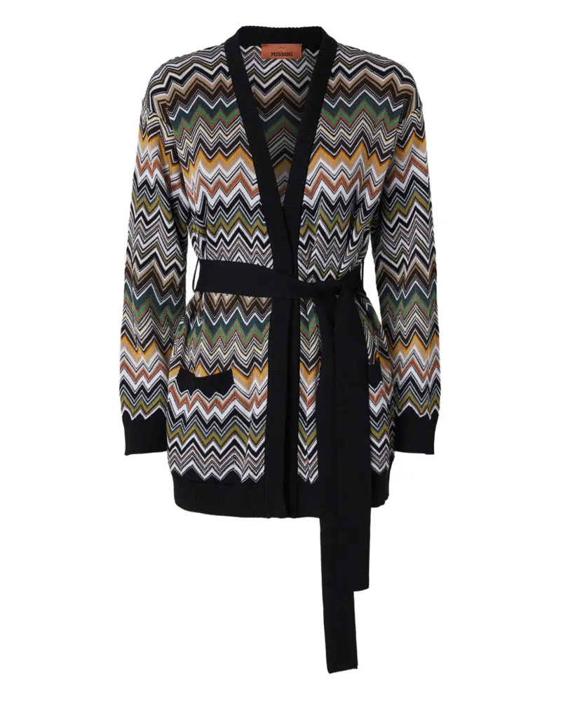 Missoni Gürtel-Cardigan mit Zickzackmuster - Schwarz Schwarz
