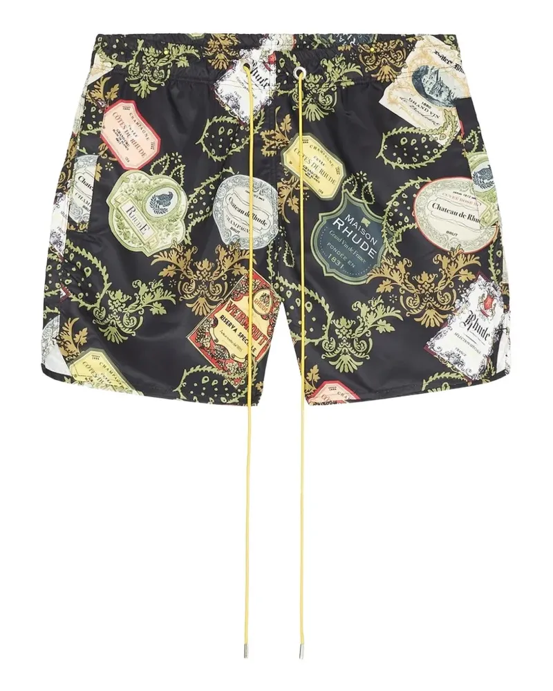 RHUDE Vin Badeshorts mit Bandana-Print - Schwarz Schwarz