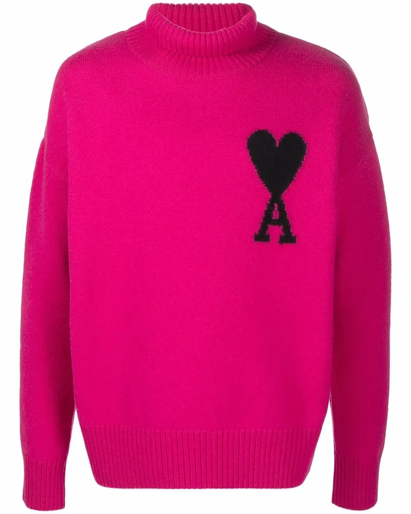 AMI Paris Ami de Coeur Rollkragenpullover - Rosa Rosa
