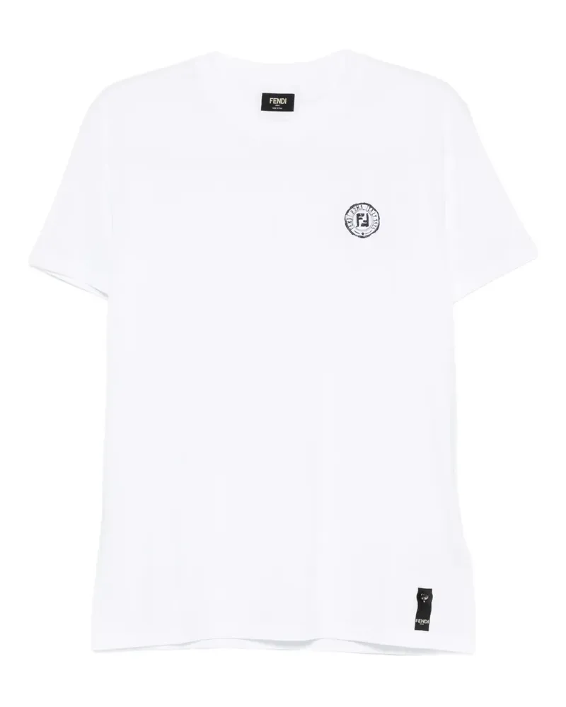 Fendi T-Shirt mit Logo-Stickerei - Weiß Weiß