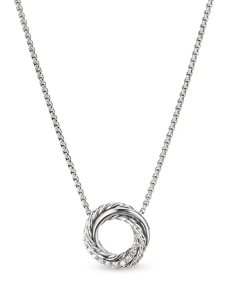 David Yurman Crossover Halskette aus Sterlingsilber mit Diamanten Silber
