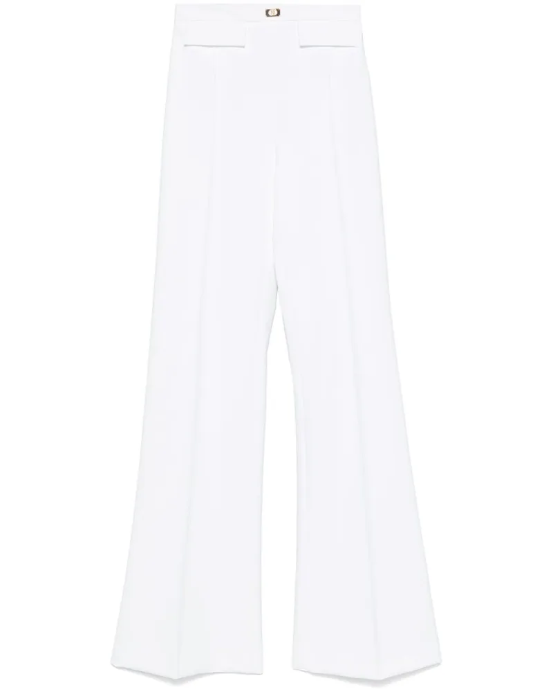 Elisabetta Franchi Hose aus Krepp mit Logo-Schild - Weiß Weiß