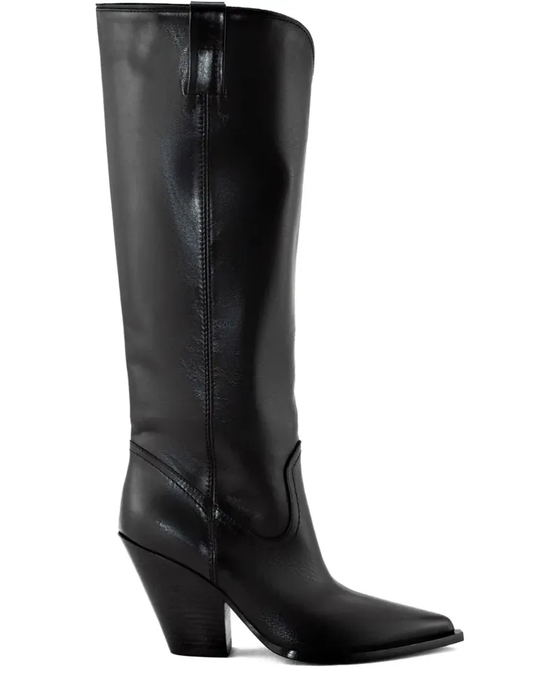 Elena Iachi Kniehohe Stiefel mit spitzer Kappe - Schwarz Schwarz