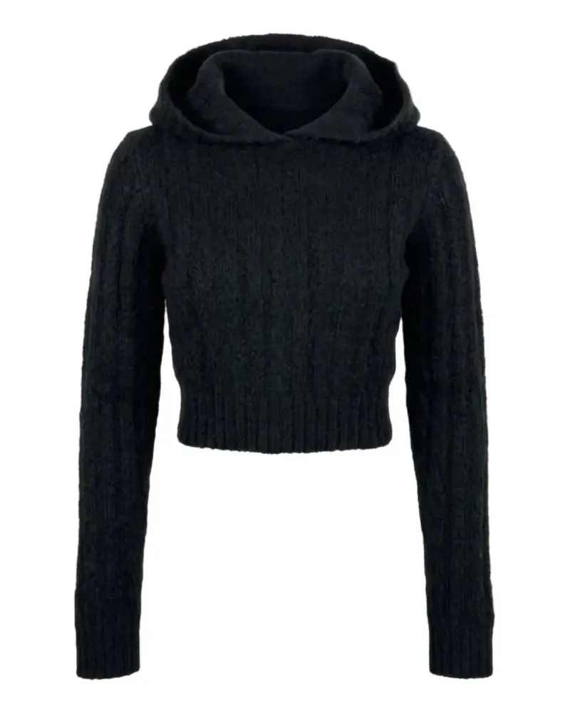 Rick Owens Cropped-Hoodie mit Zopfmuster - Schwarz Schwarz