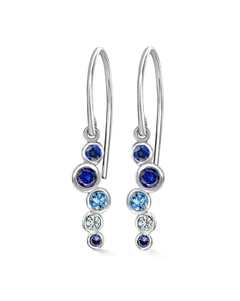 Dower & Hall 18kt Cascade Weißgoldohrringe mit Saphir und Aquamarin - Silber Silber