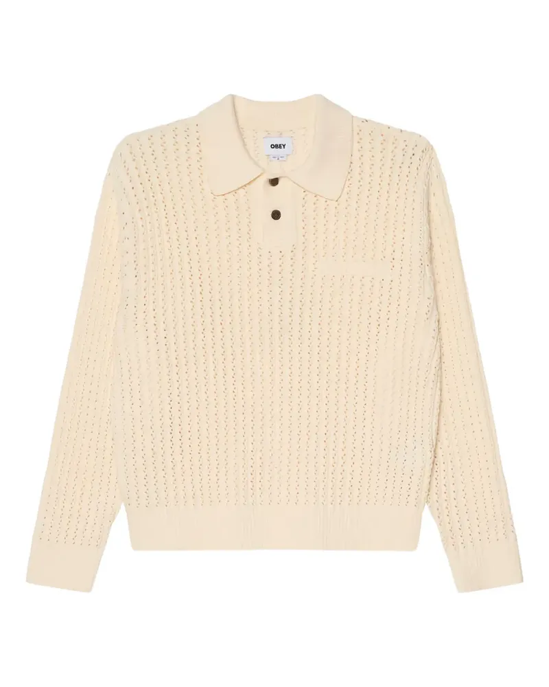 Obey Duane open-knit polo shirt - Nude Nude
