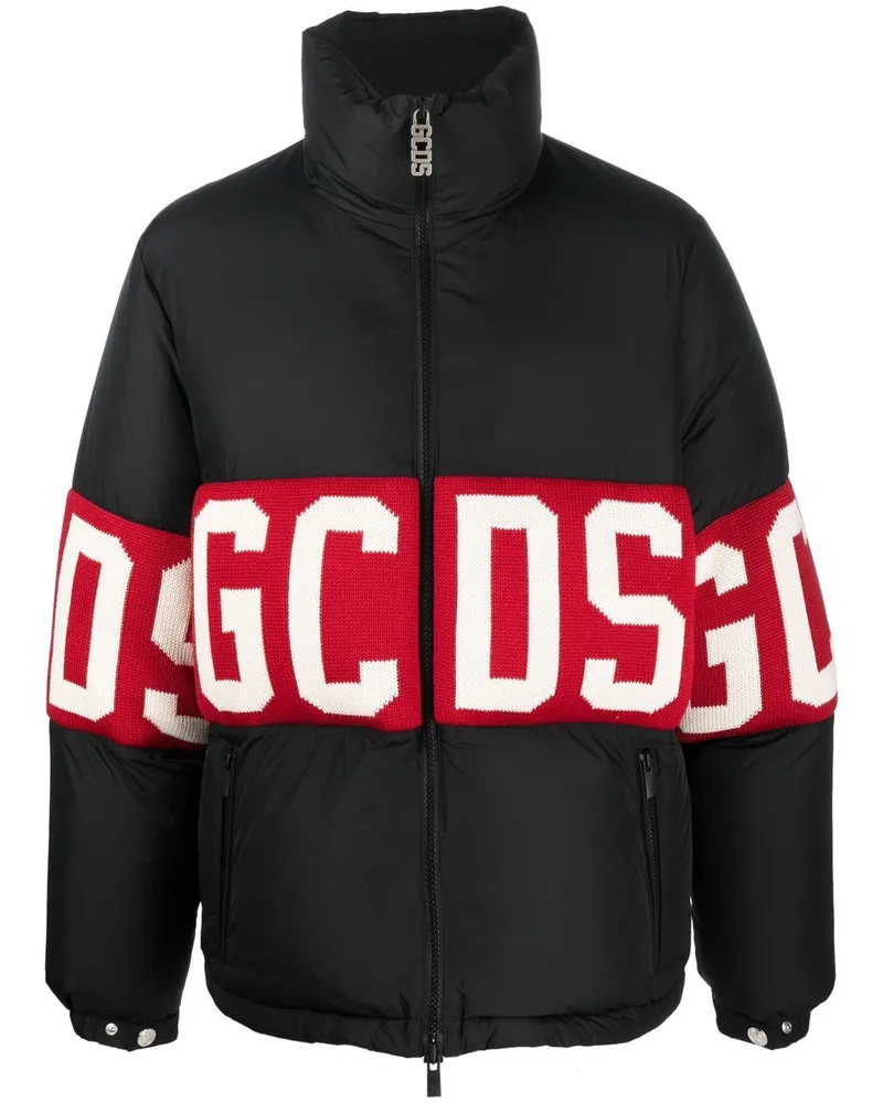 GCDS Gefütterte Jacke mit Logo Schwarz