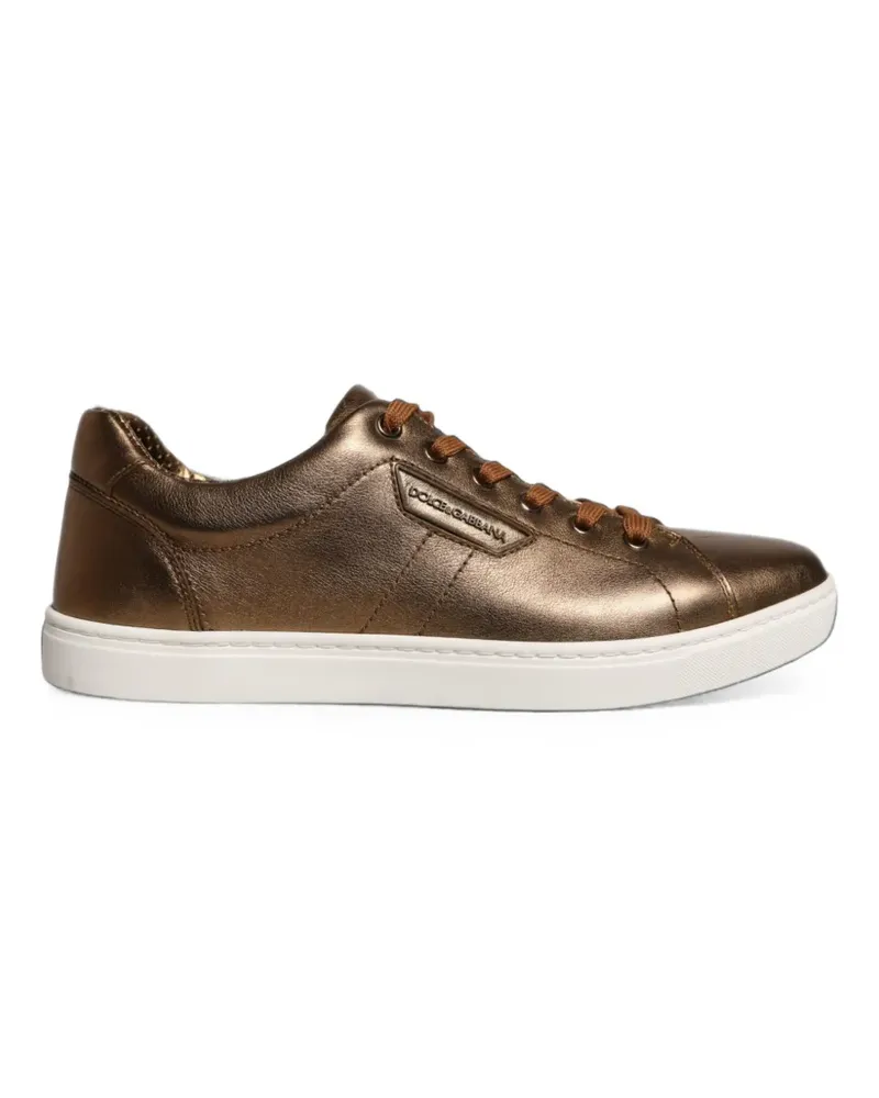 Dolce & Gabbana gold leather-logo London sneakers shoes Gold